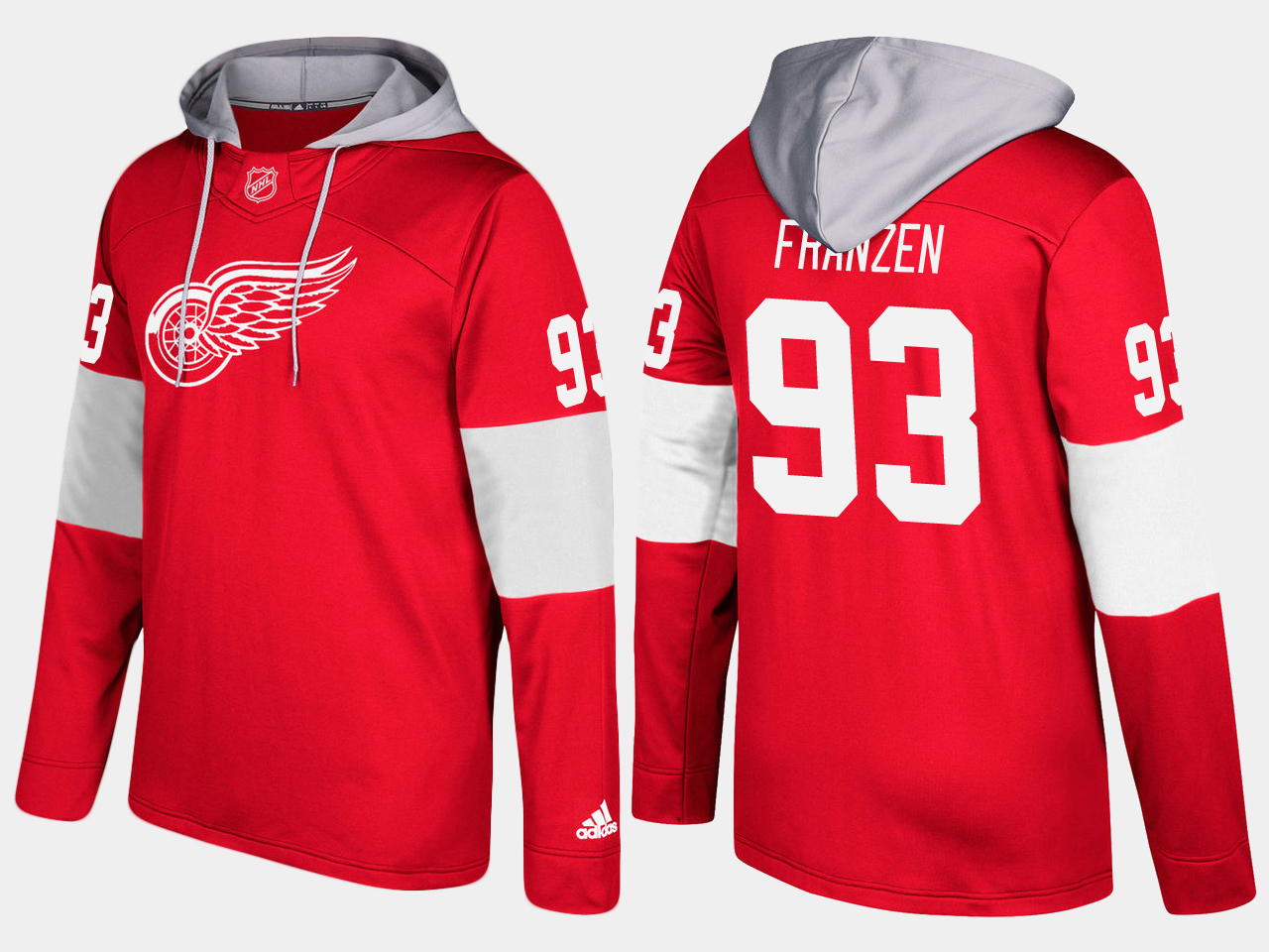 NHL Men Detroit red wings 93 johan franzen red hoodie